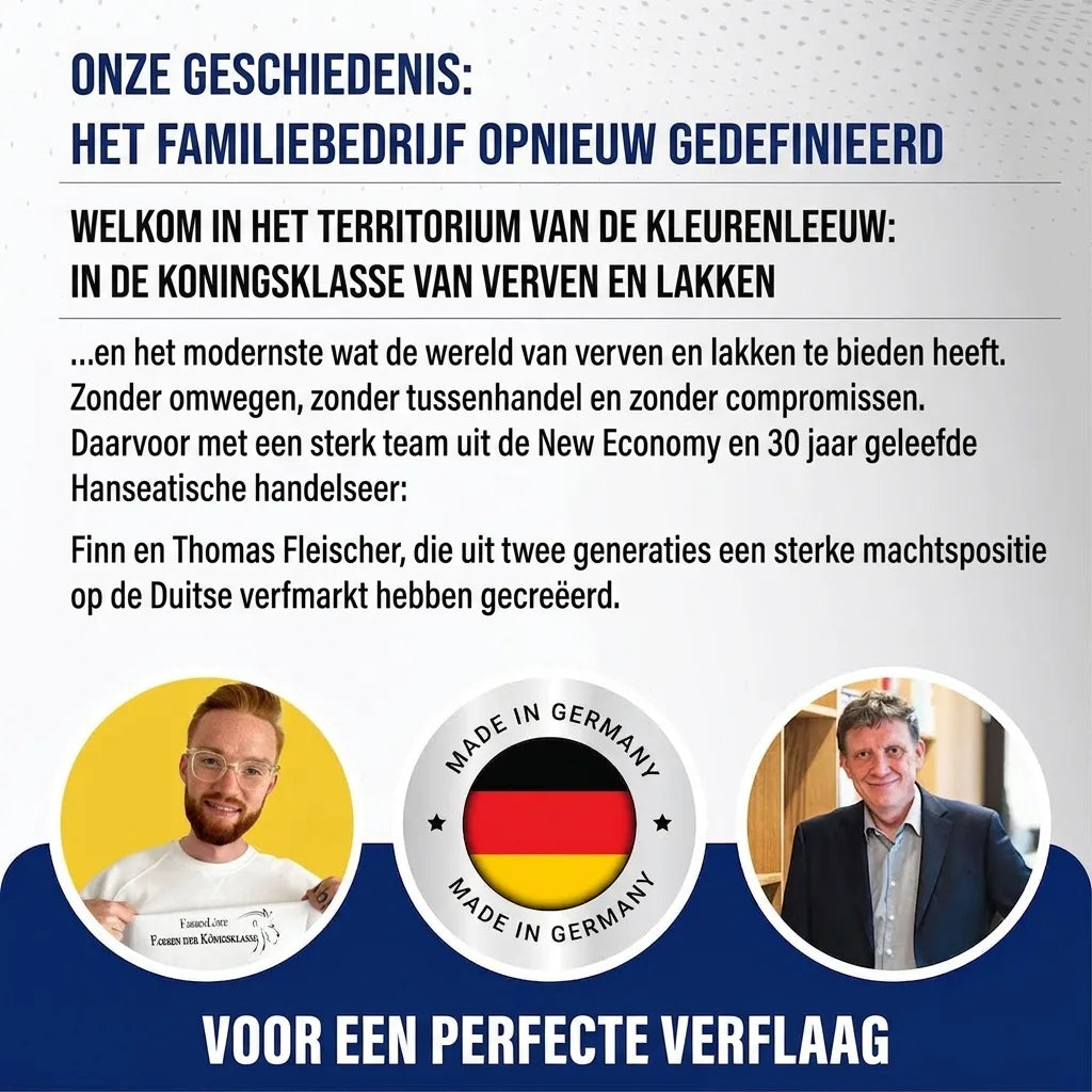 Duits familiebedrijf in verf en lak met 'Made in Germany' keurmerk, toont twee oprichters.