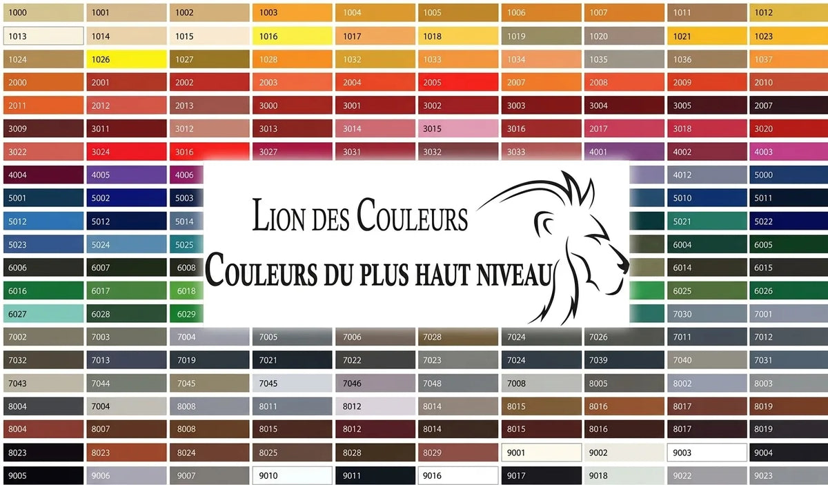 Nuancier de couleurs FarbenLöwe avec codes numériques. Couleurs de la classe royale.