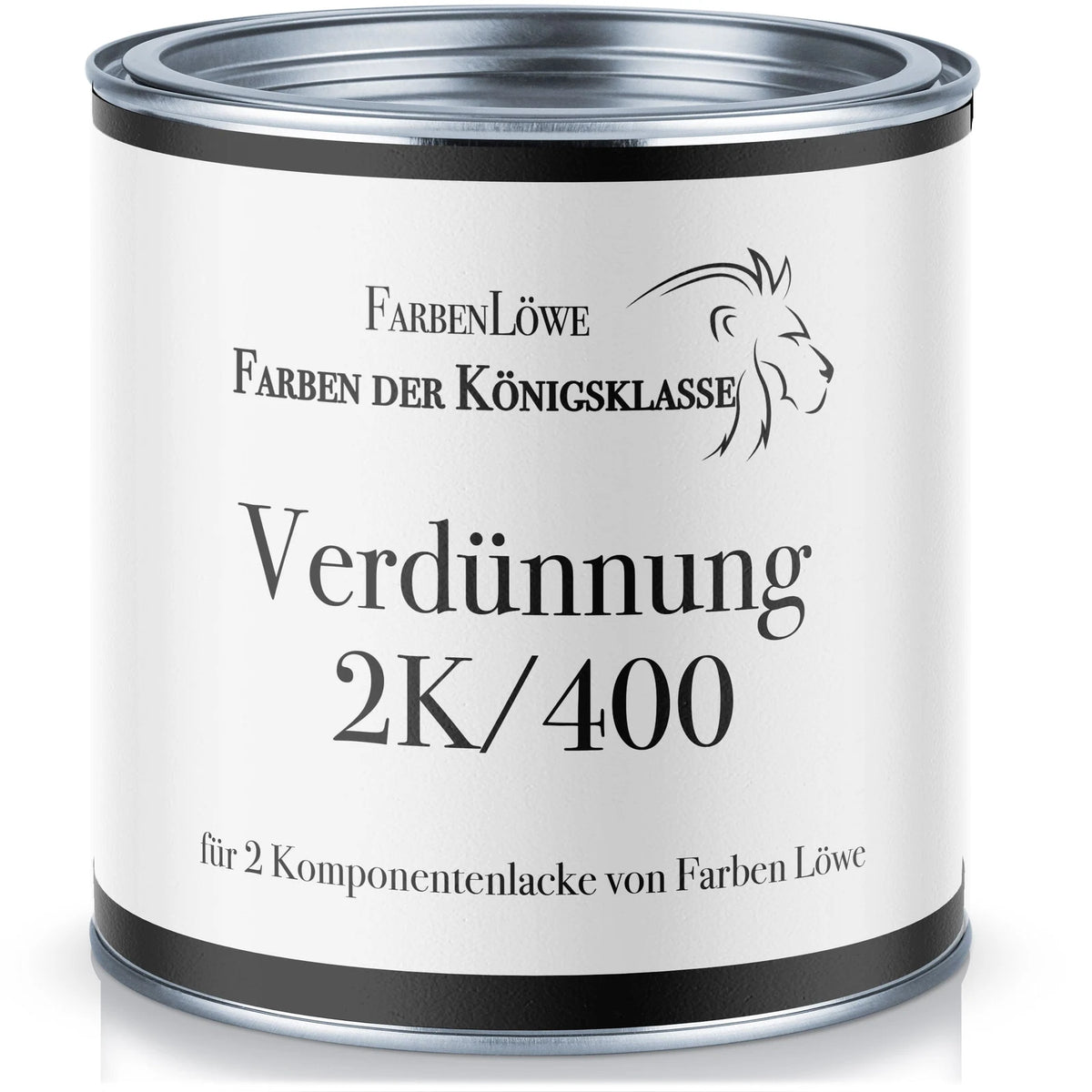 Puszka rozcieńczalnika FarbenLöwe "Verdünnung 2K/400" do lakierów 2-składnikowych.
