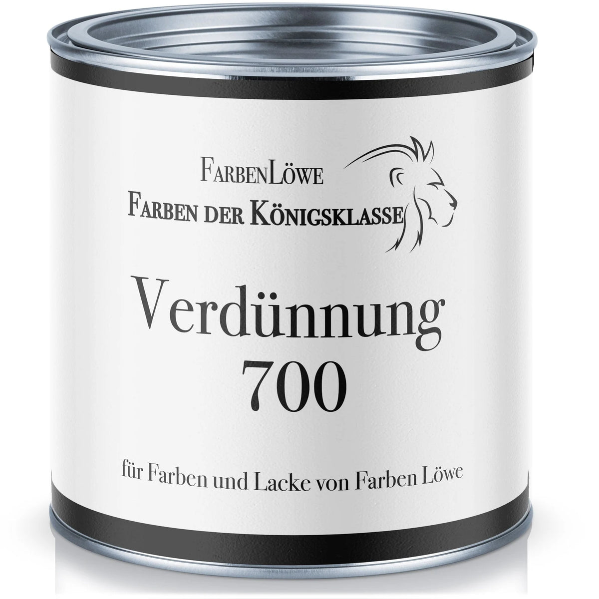Puszka rozcieńczalnika FarbenLöwe "Verdünnung 700" do farb i lakierów, z logo lwa