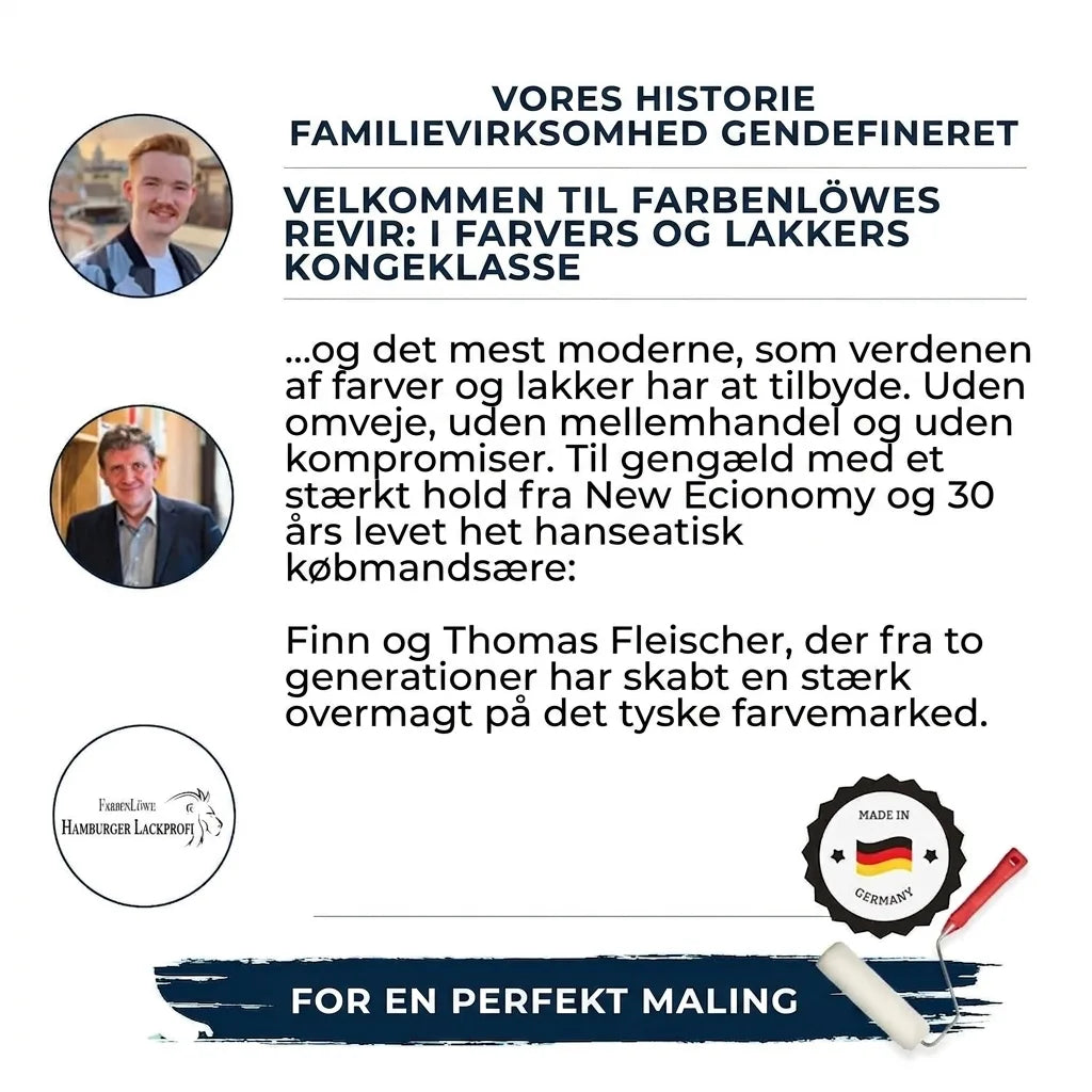 FarbenLöwe infografik: Tysk familiefirma redefinerer malingskvalitet med Finn & Thomas Fleischer, 'Made in Germany' maling.