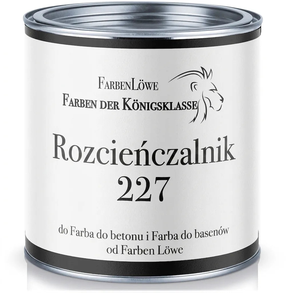 Rozcieńczalnik FarbenLöwe 227 do farb do betonu i basenów. Puszkowany produkt do malowania.