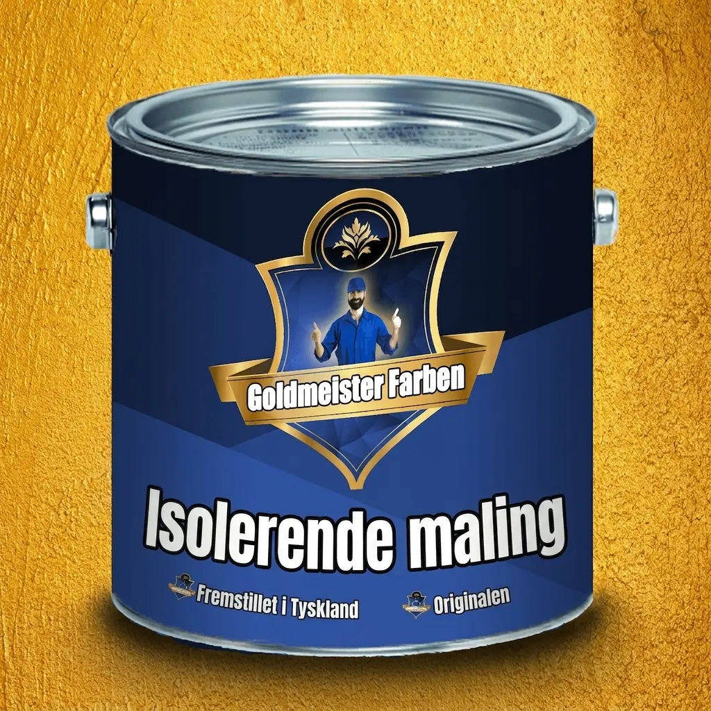 Goldmeister Farben isoleringsmaling i blå dåse på guldbaggrund. Made in Germany, Originalen.