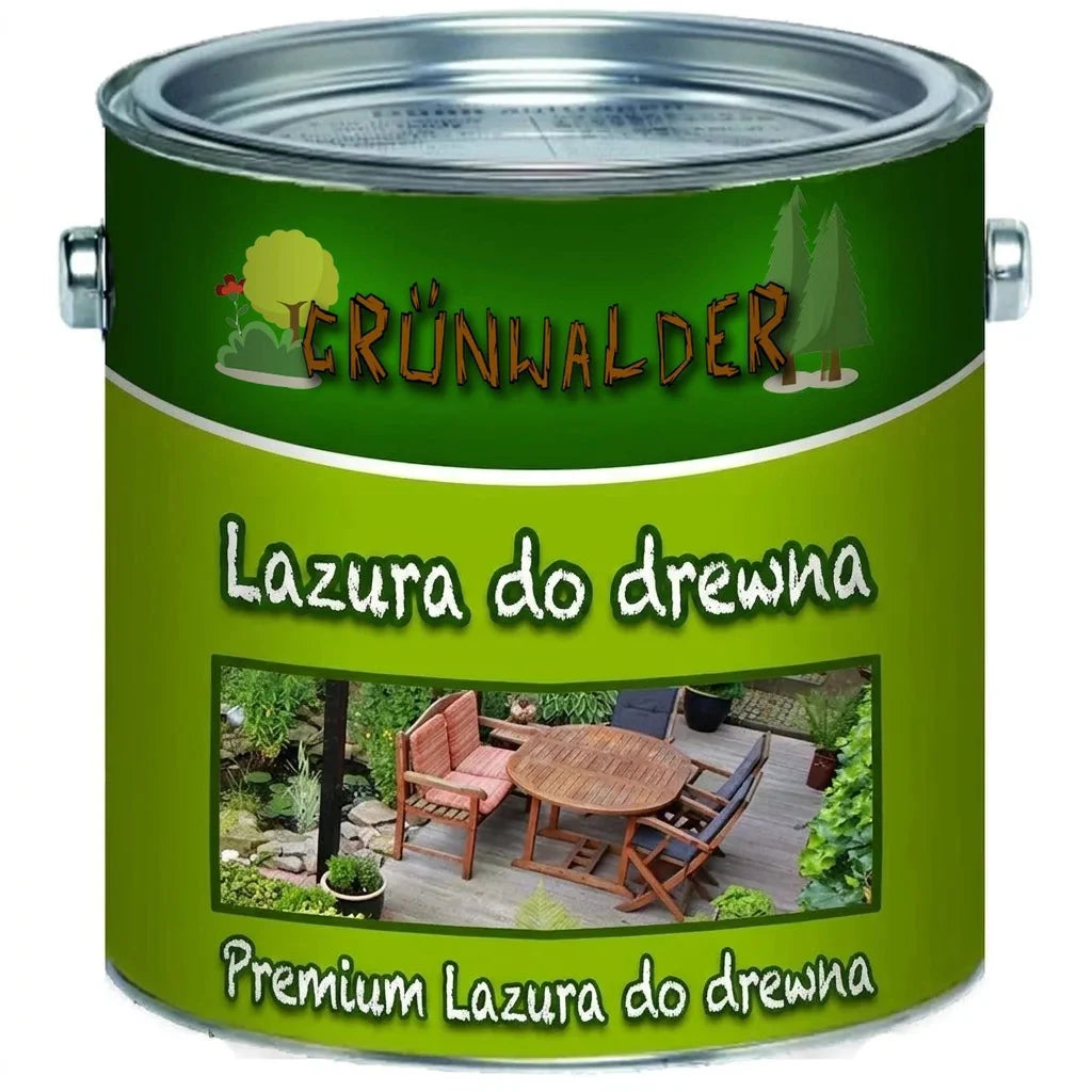Puszka lazury do drewna Grünwalder Premium Holzlasur. Ochrona drewna na zewnątrz.