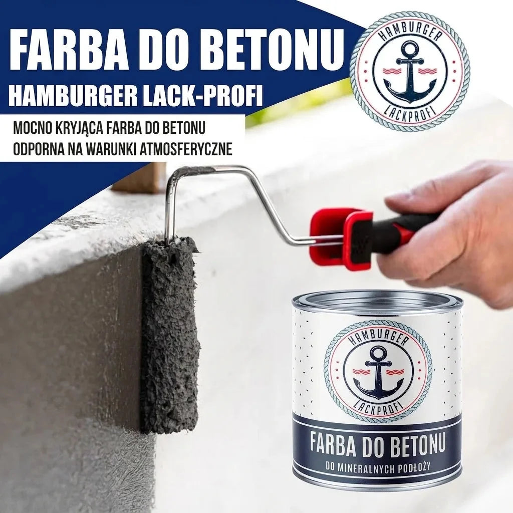 Farba do betonu zestaw bez zmartwień (X500) z akcesoriami XXL - Hamburger Lack-Profi