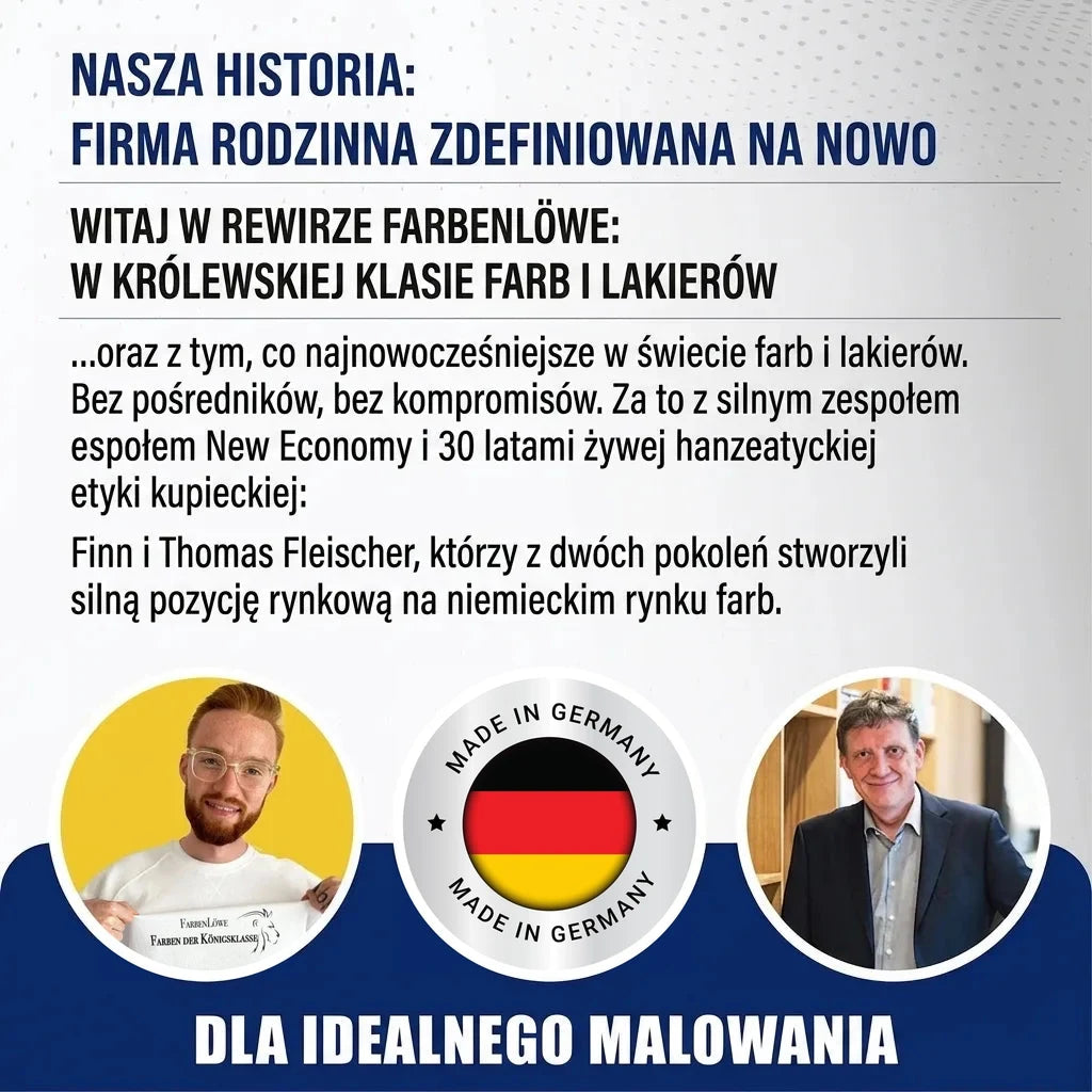 Historia niemieckiej firmy rodzinnej Farbenlöwe. Finn i Thomas Fleischer, farby i lakiery 'Made in Germany'.