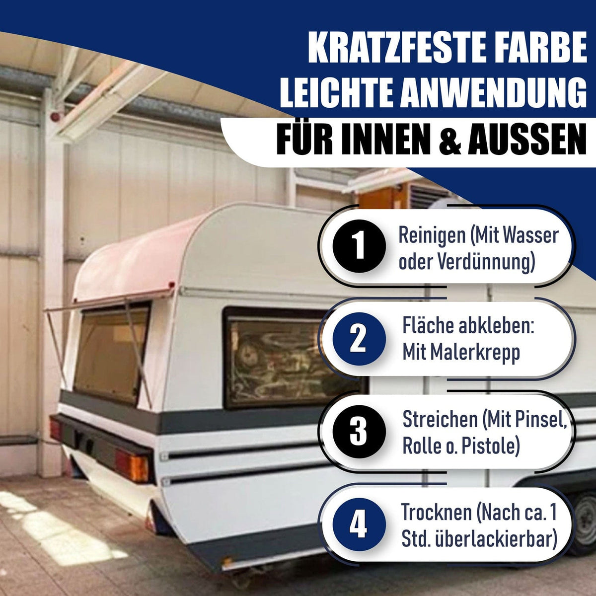Hamburger Lack-Profi lakiery i powłoki lakier samochodowy 2K w zestawie kompletnym do malowania auta / przyczepy kempingowej z wałkiem i rozcieńczalnikiem - Hamburger Lack-Profi