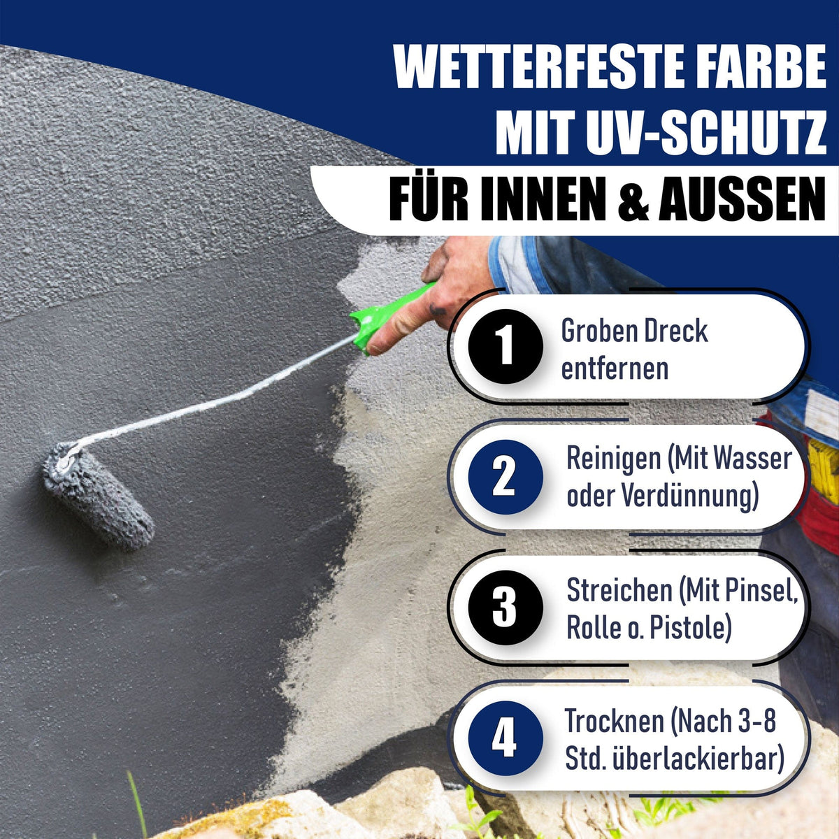 Hamburger Lack-Profi lakiery i powłoki Hamburger Lack-Profi farba do betonu z zestawem do malowania (X300) i rozcieńczalnikiem (1 L) - oferta oszczędnościowa 30%