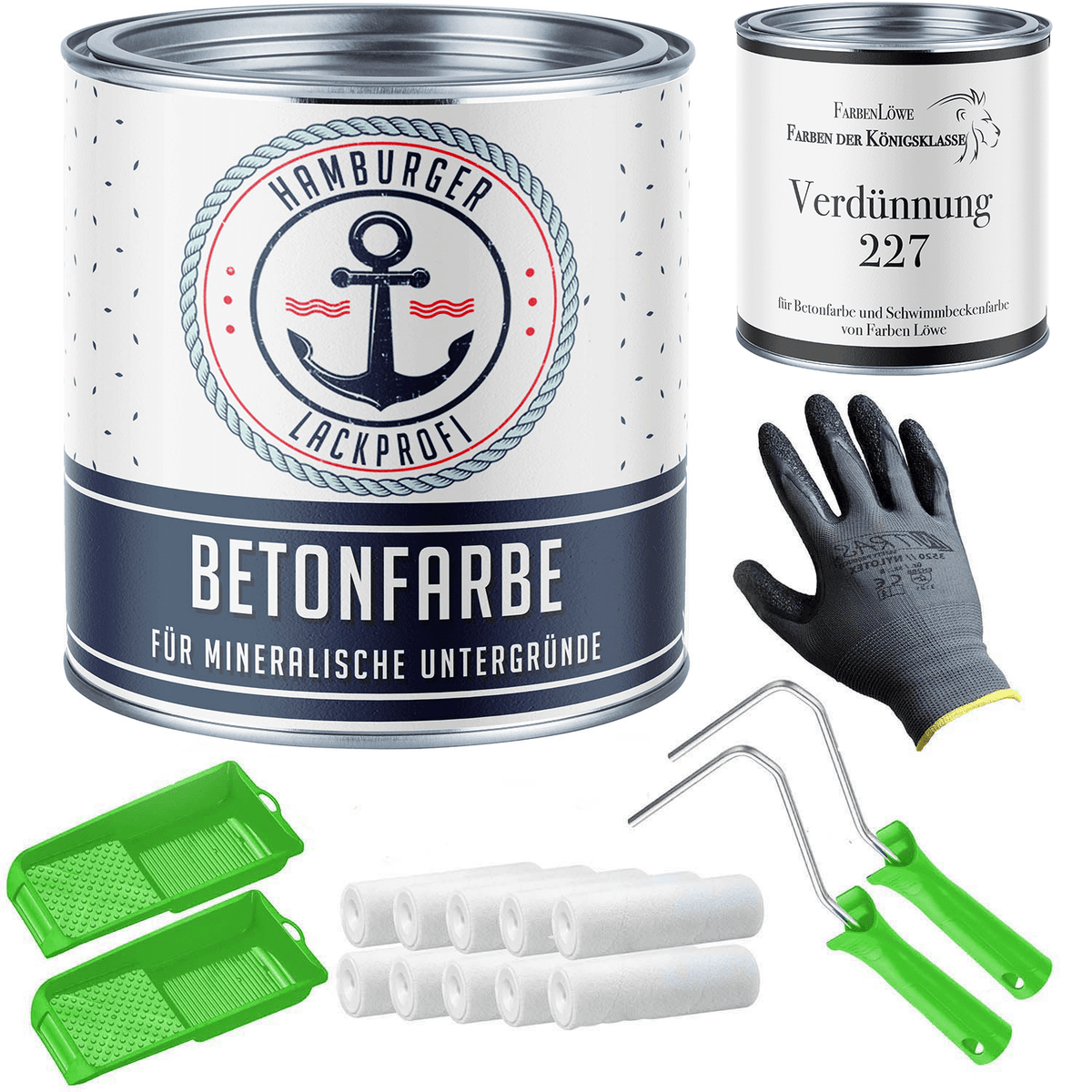 Hamburger Lack-Profi lakiery i powłoki Hamburger Lack-Profi farba do betonu z zestawem do malowania (X300) i rozcieńczalnikiem (1 L) - oferta oszczędnościowa 30%