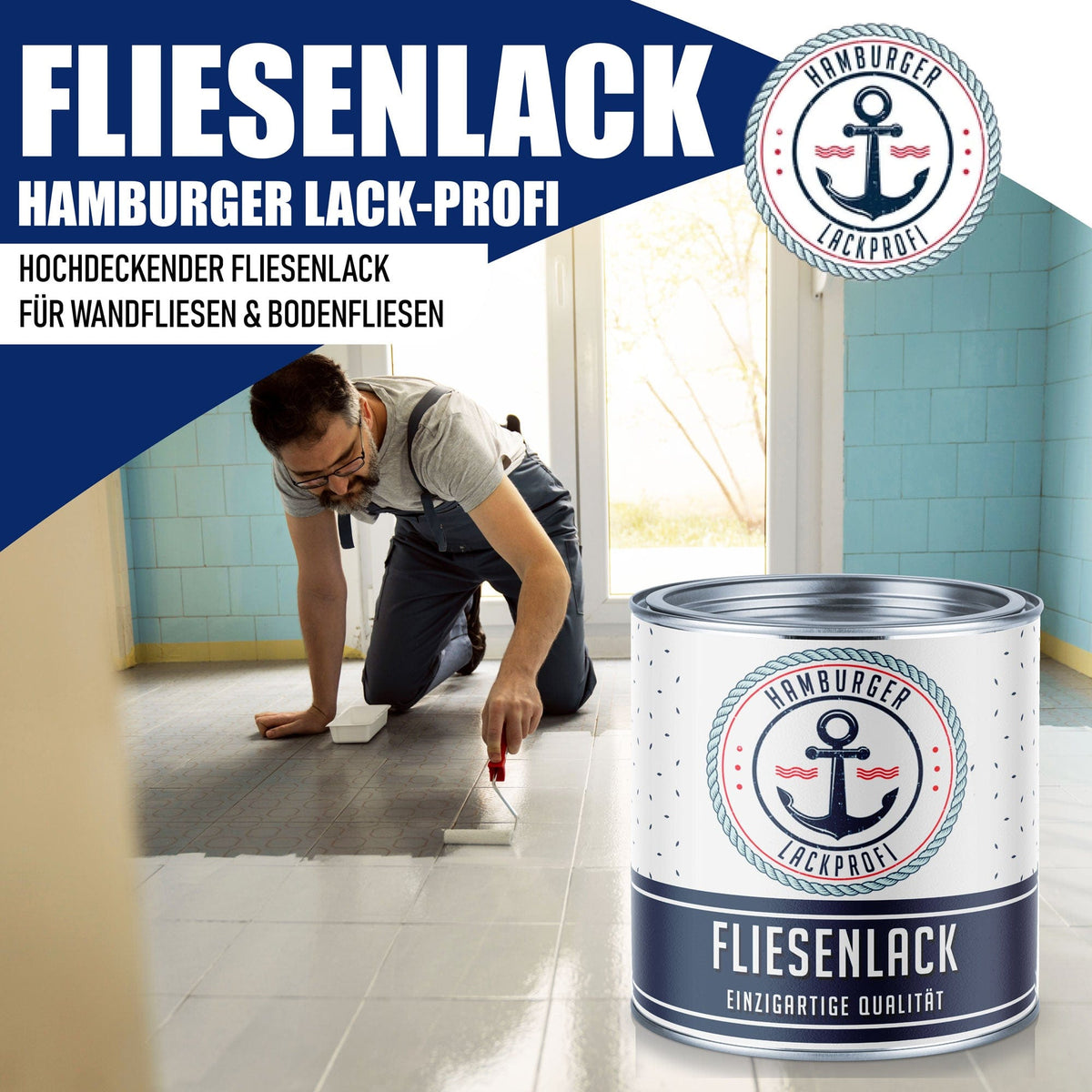 Hamburger Lack-Profi lakiery i powłoki Hamburger Lack-Profi lakier do płytek zestaw do malowania (X300) i rozcieńczalnik (1 L) - oferta oszczędnościowa 30%