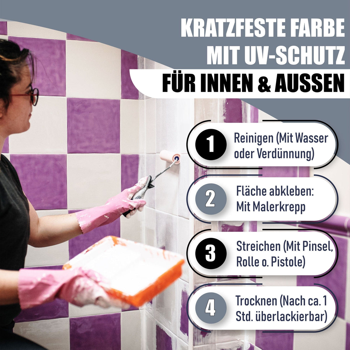 Lausitzer Farbwerke lakiery i powłoki Lausitzer Farbwerke lakier do płytek farba do płytek z zestawem do malowania (X300) i rozcieńczalnikiem (1 L) - oferta oszczędnościowa 30%