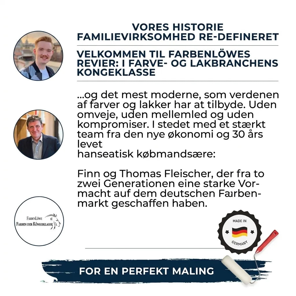 FarbenLöwe familiehistorie: To generationer Finn og Thomas Fleischer præsenterer tyskproduceret maling og lak i topklasse.