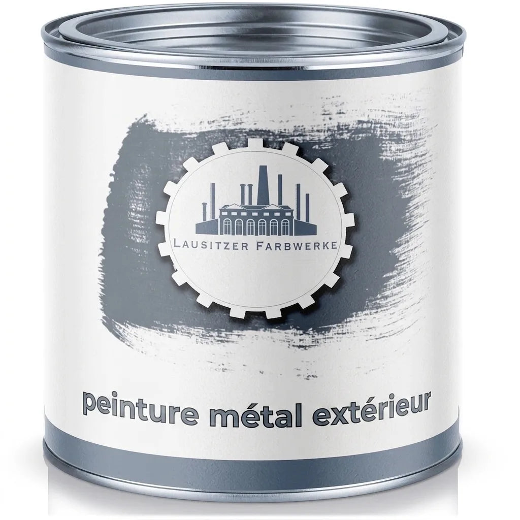 Pot de peinture de protection métallique de la marque Lausitzer Farbwerke, avec un logo d'usine.