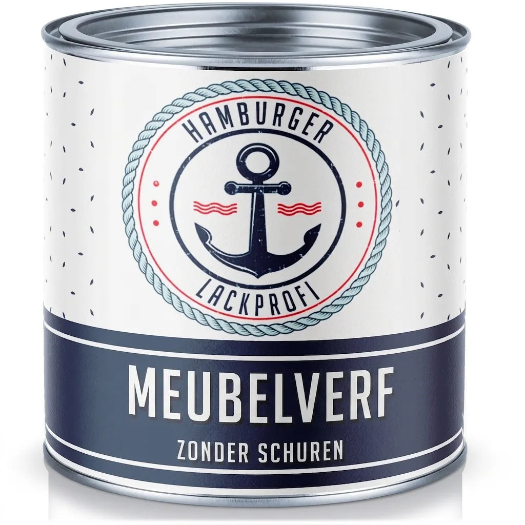 Hamburger Lackprofi meubelverf in blik, direct klaar voor gebruik zonder schuren. Ankerlogo op etiket.