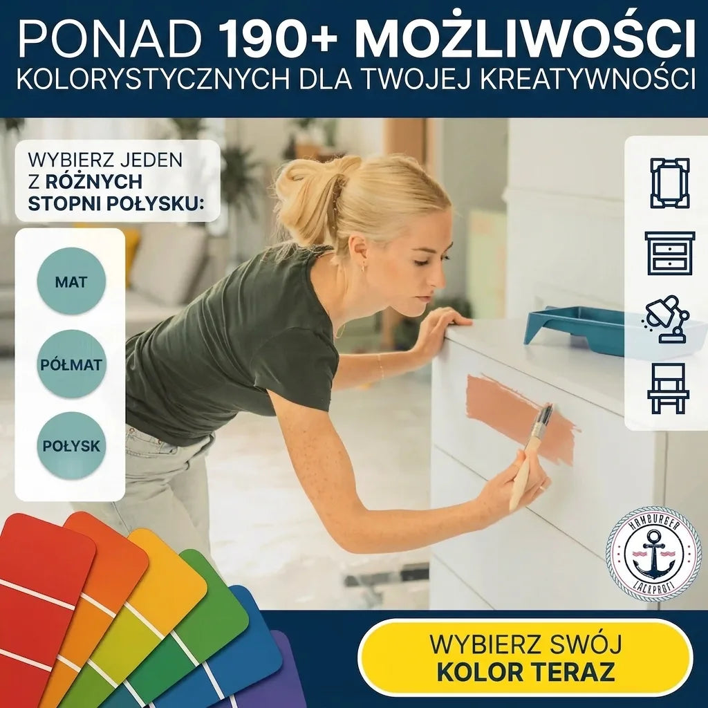 Malowanie mebli. Ponad 190 opcji kolorów i stopni połysku. Puść wodze fantazji!