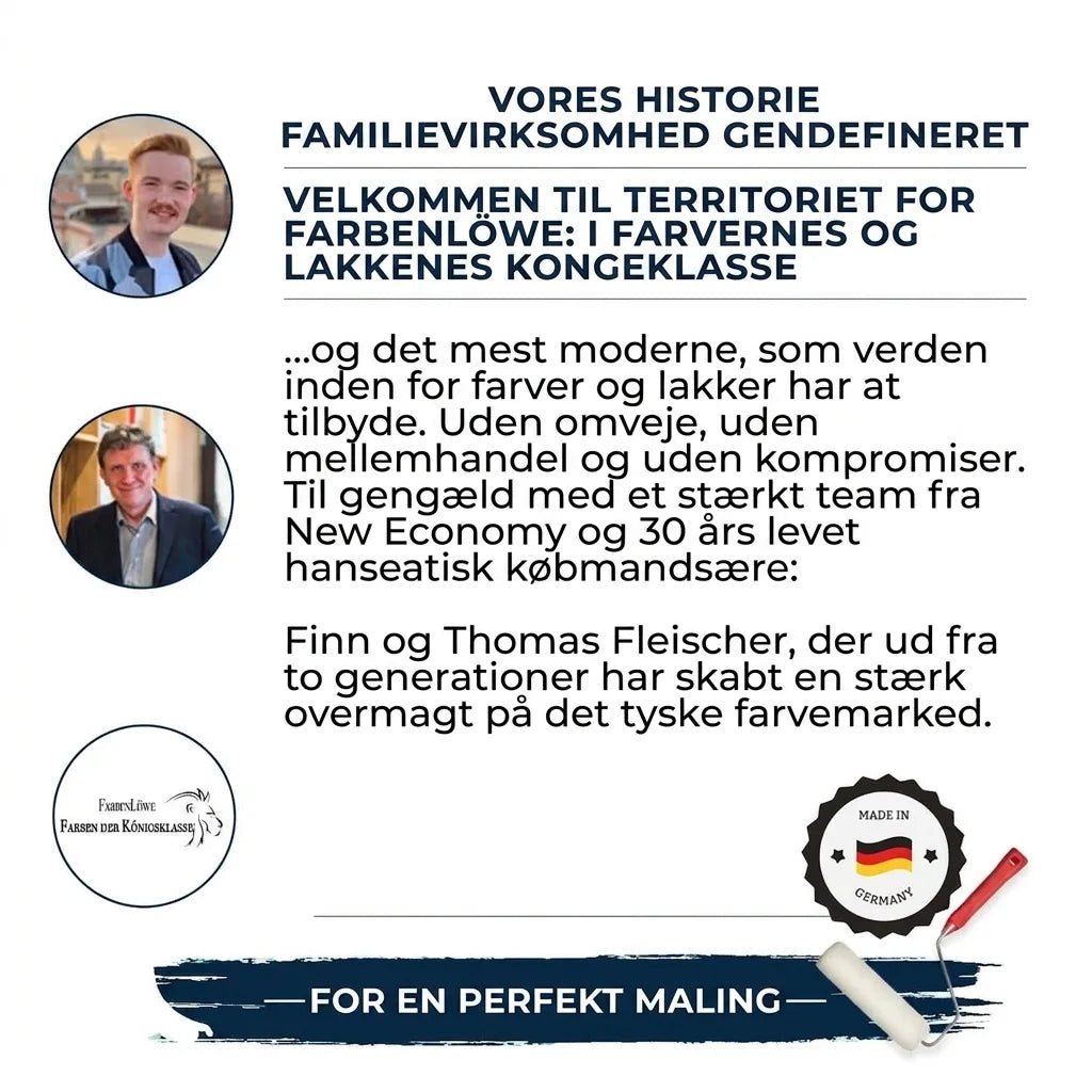 FarbenLöwe familievirksomhed med Finn og Thomas Fleischer. Redefinerer maling og lak i Tyskland.
