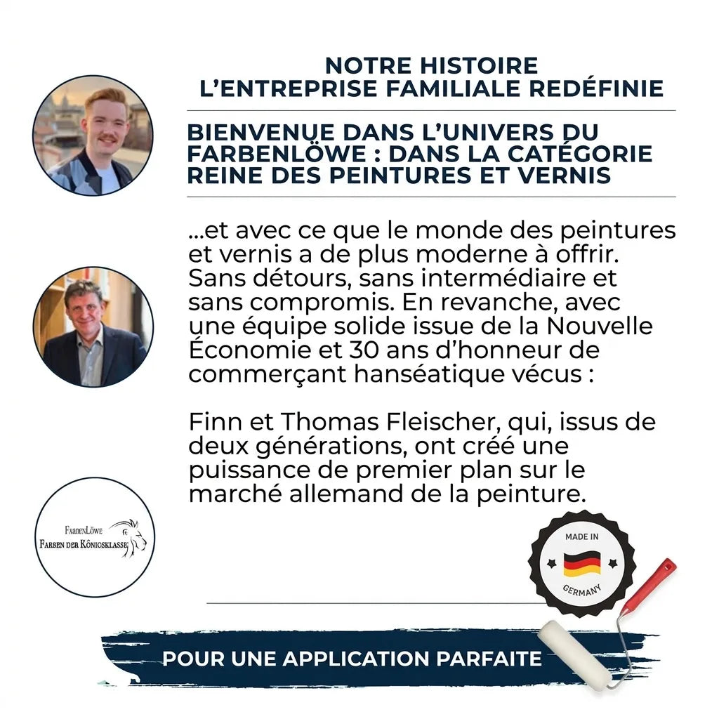 Histoire de Farbenlöwe, entreprise familiale allemande de peintures et vernis, avec Finn et Thomas Fleischer.