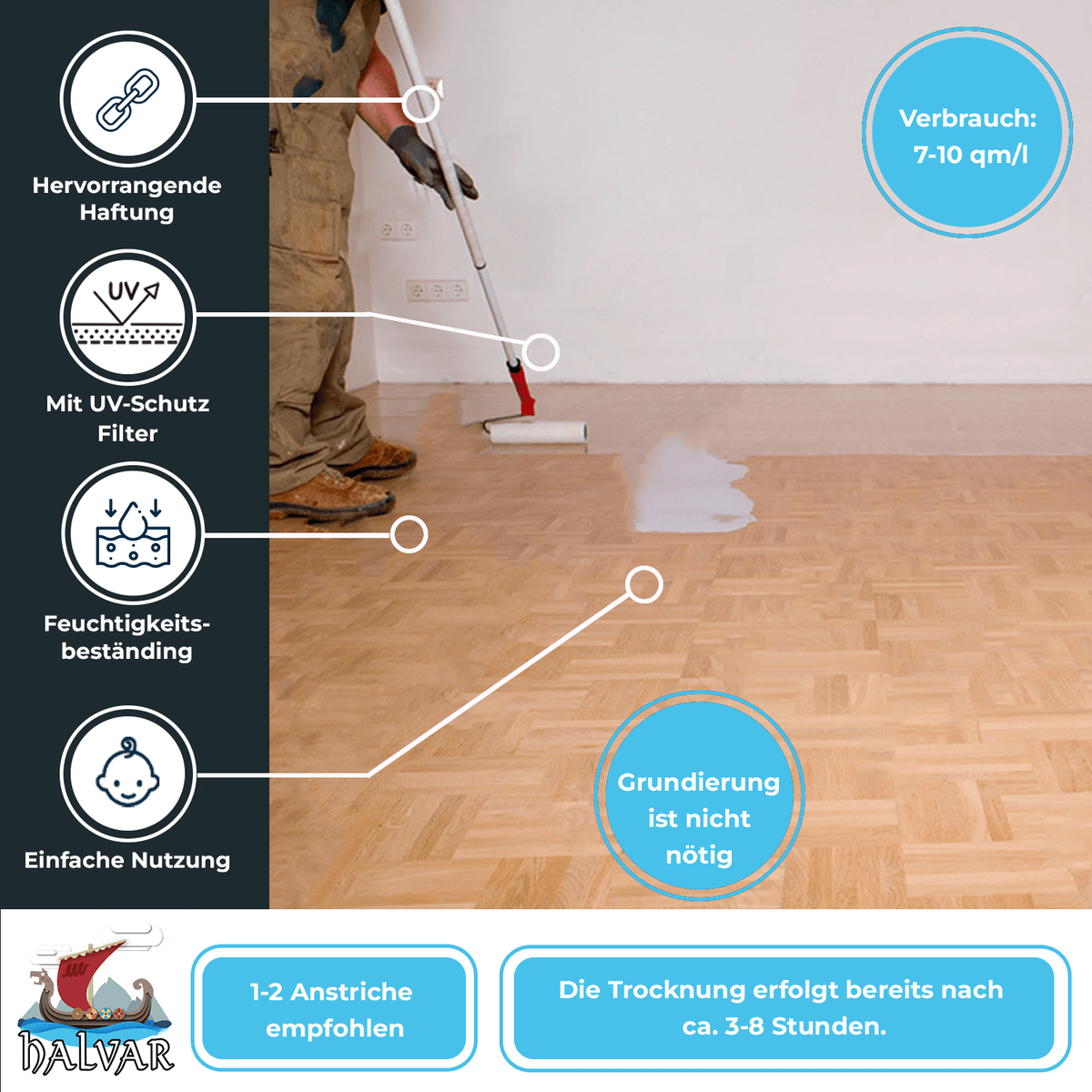 FARBENLÖWE lakiery i powłoki Halvar lakier do parkietu - wzmocniony PU i niezwykle wytrzymały