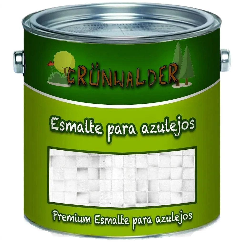 Lata de pintura verde Grünwalder Fliesenlack Premium para azulejos.