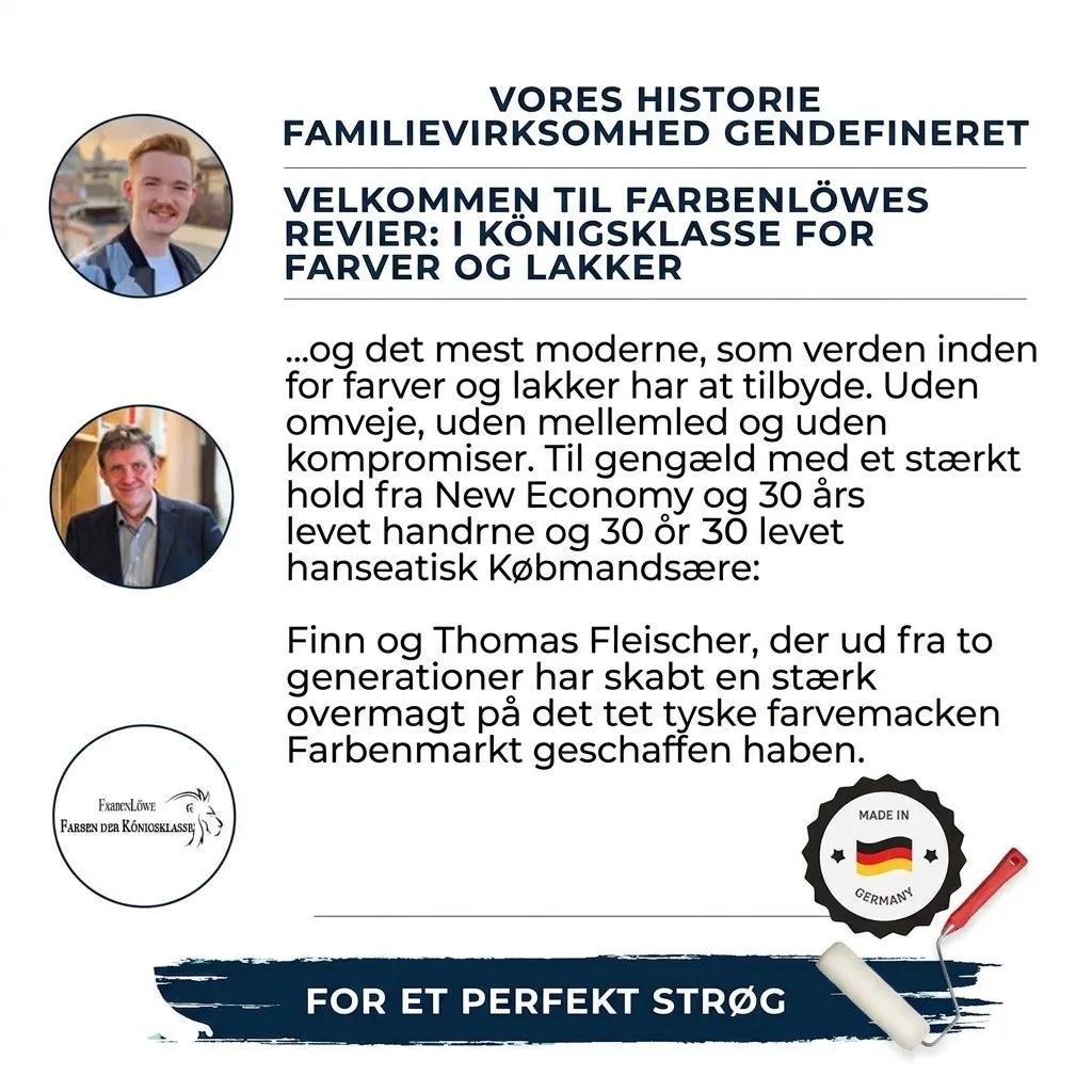 Finn & Thomas Fleischer præsenterer FarbenLöwe, et familieforetagende med kvalitetsmaling, 'Made in Germany'.