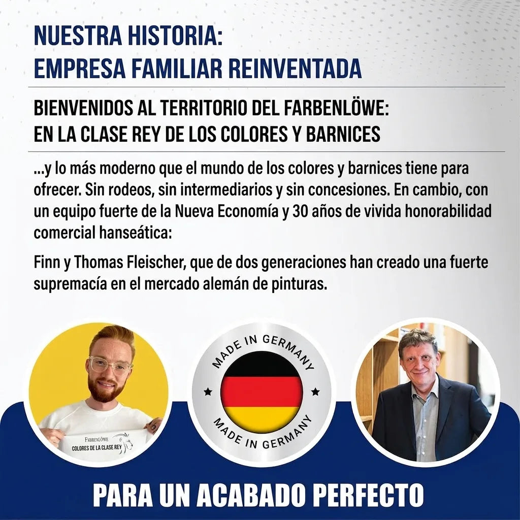 Historia de empresa familiar alemana Farbenlöwe, redefiniendo pinturas y lacas, con Finn y Thomas Fleischer.