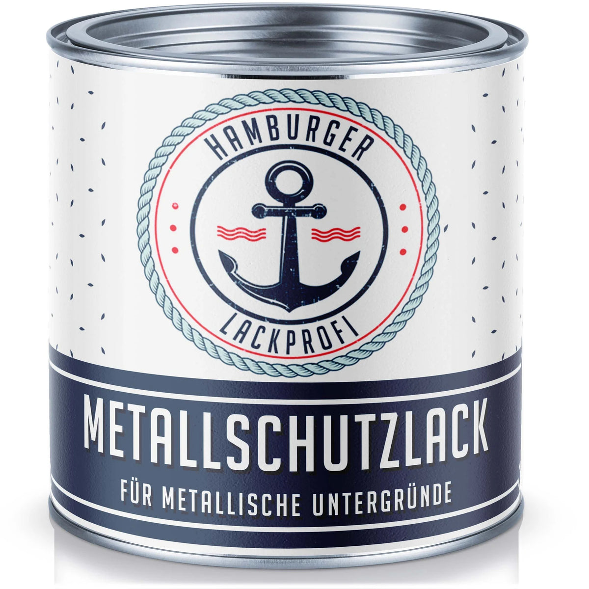 Biała puszka farby Hamburger Lackprofi, lakier ochronny do metalu, do powierzchni metalowych.