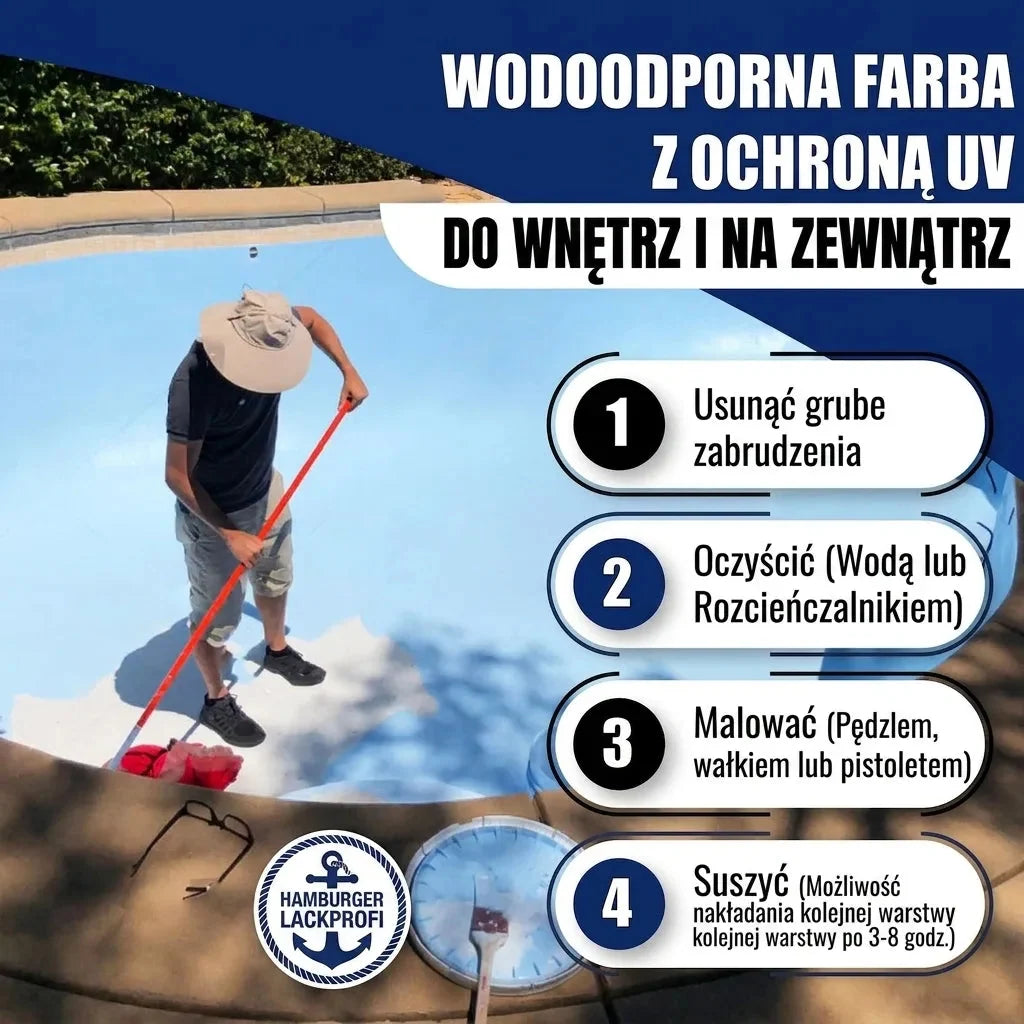 Farba do basenów zestaw bez zmartwień (X500) z akcesoriami XXL - Hamburger Lack-Profi