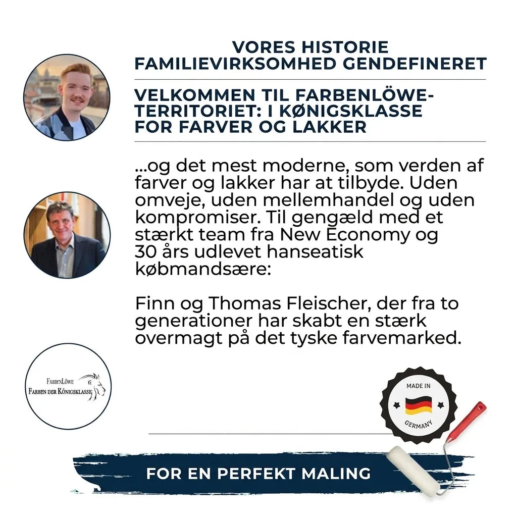 Tysk familievirksomhed Farbenlöwe: Maling og lak af højeste kvalitet fra Finn og Thomas Fleischer, Made in Germany.