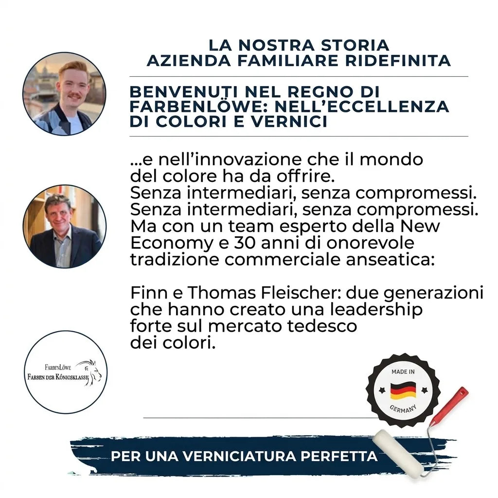 FarbenLöwe: La nostra storia aziendale. Vernici e pitture di alta qualità, Made in Germany, per una finitura perfetta.