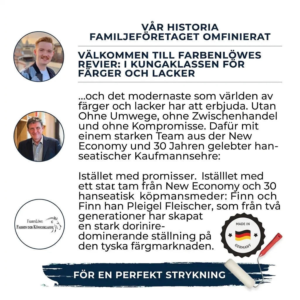 FarbenLöwe: Presentation av tyskt familjeföretag, färger och lack i kunglig klass. Två generationer, 'Made in Germany'.