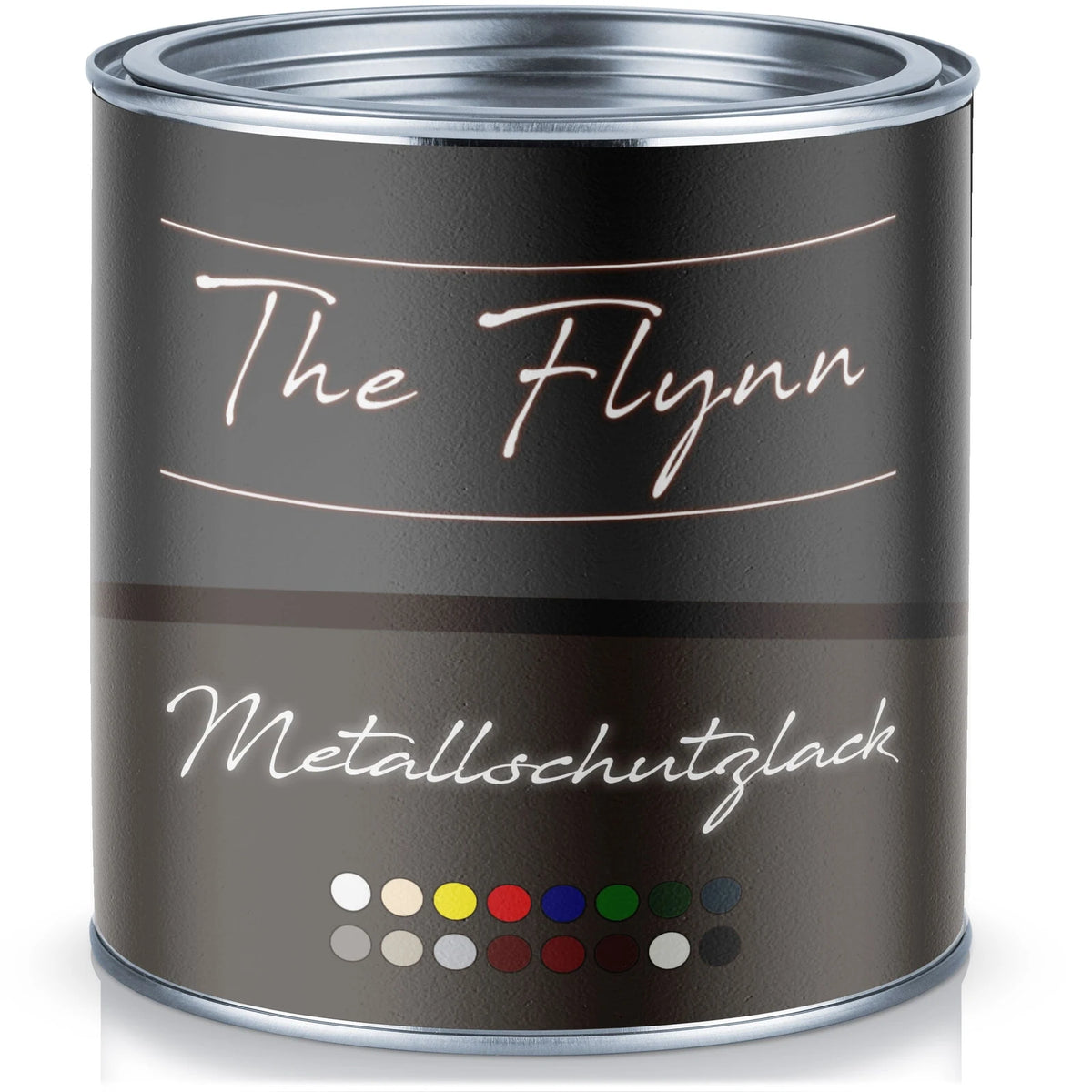 Puszka farby do metalu The Flynn, lakier ochronny z paletą kolorów.